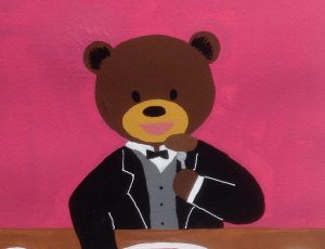 食事中の熊のイラスト